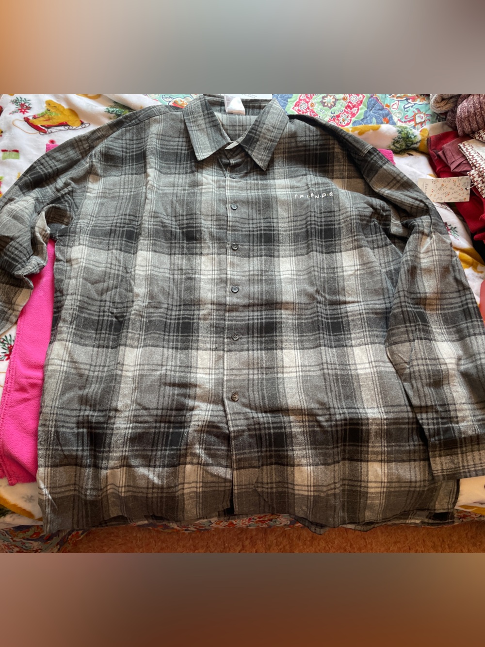 CultureFly Gray Plaid Long-Sleeve Button-Down Shirt Unisex XL NWT